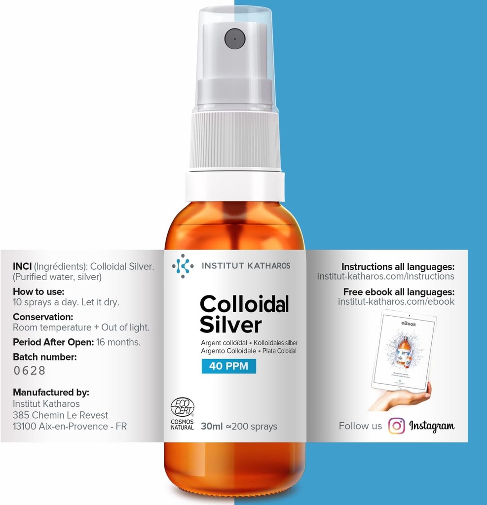 Premium Colloidal Silver Spray 40 PPM 1 fl oz ● 100% Natural ● Ebook Inc. ● Superior Concentration, Smaller Particles = Better Results ● Certified by 3 Independent Laboratories ● We are Specialists. 3