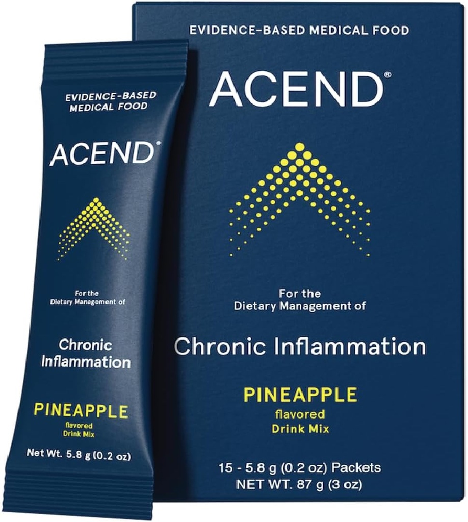 ACEND Medical Food Drink Mix Packets - Inflammation Support Supplement, Vitamin Drink w/Probiotics & Electrolytes, Non-GMO, Gluten-Free, Sugar-Free Pineapple Flavor - 5.8g Packets (15 Doses) 2