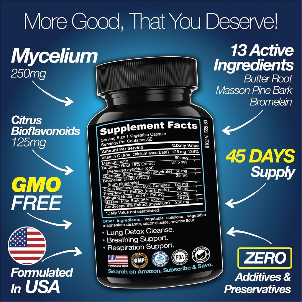 Lung Cleanse Detox, 60 Day Cleanse - Supports Lung Health Within Bronchial & Respiratory Systems - Quit & Stop Smoking Aids - Herbal Detox for Lungs 4