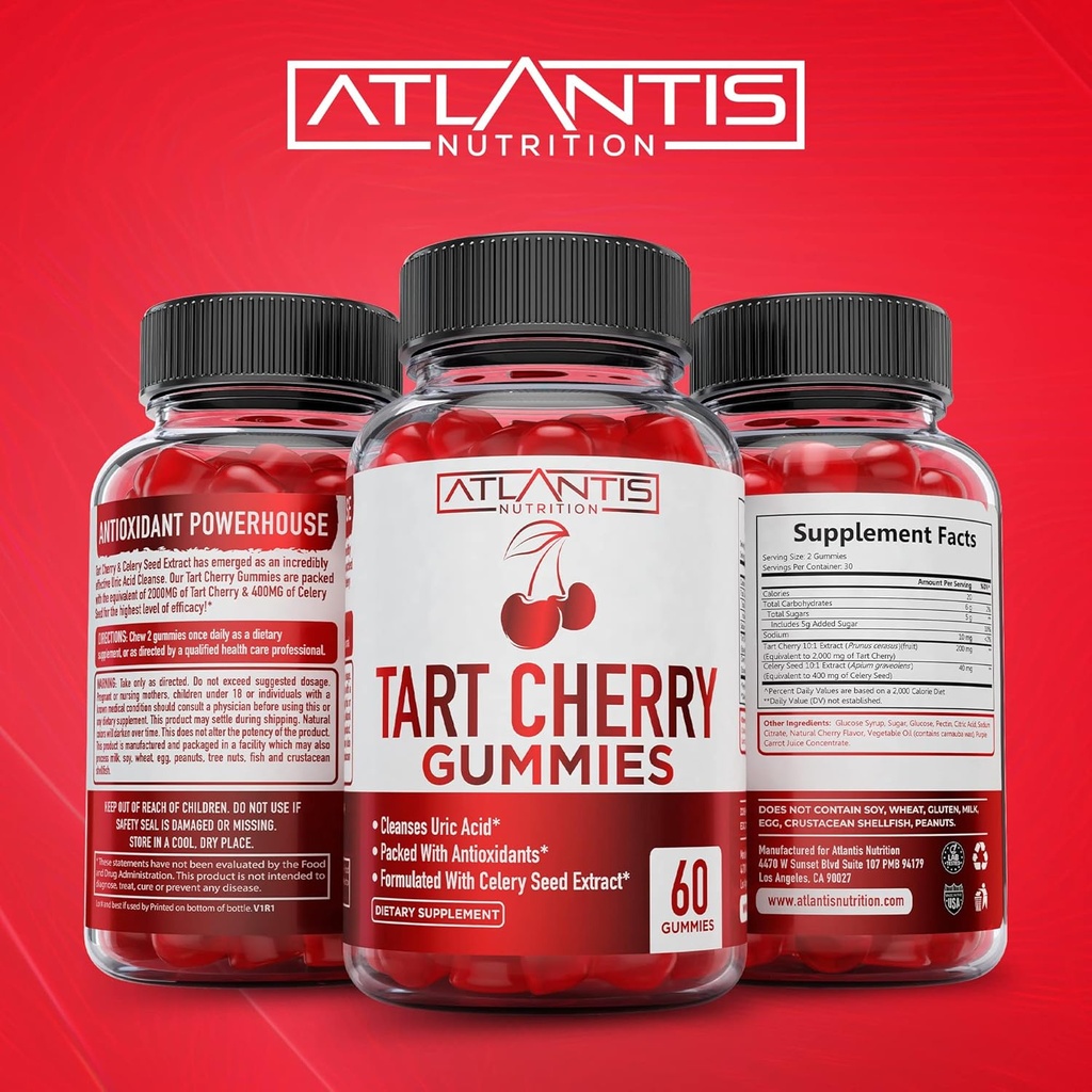 Atlantis Nutrition 60 Tart Cherry Gummies + 8-in-1 Immune Support 60 Gummies 3