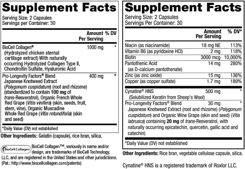 Reserveage Ultra Collagen Booster & Keratin Hair Booster - Features Dermaval, Biotin & Resveratrol - Support Hair & Skin - 60 Ultra Collagen Capsules, 60 Keratin Capsules 3