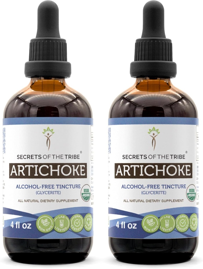 Secrets of the Tribe Artichoke USDA Organic | Alcohol-Free Extract, High-Potency Herbal Drops | Made from 100% Certified Organic Artichoke (Cynara scolymus) Dried Leaf 2x4 oz 2