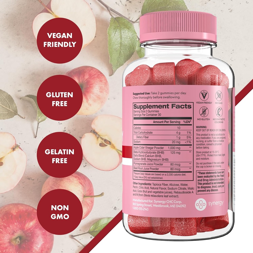 Flat Tummy Keto ACV Gummies, 60 Count – Specialized Formula, Post GLP-1 Keto Supplement, Vegan-Friendly, Non-GMO - Apple Cider Vinegar Gummies, BHB Salts, Beet and Pomegranate Superfood Powders 3