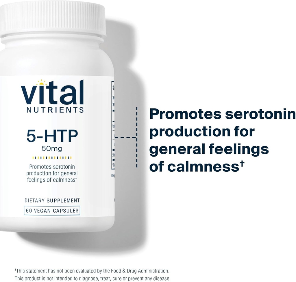 Vital Nutrients 5-HTP 50mg (5-hydroxytryptophan) | Vegan Serotonin Support Supplement* | Sleep and Stress Support | 5HTP and Vitamin B6 | Gluten, Dairy, Soy Free | Non-GMO | 60 Capsules 6