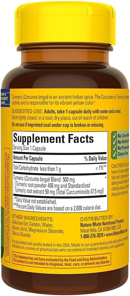 Turmeric 500 mg Capsules, 60 Count for Antioxidant Support 5