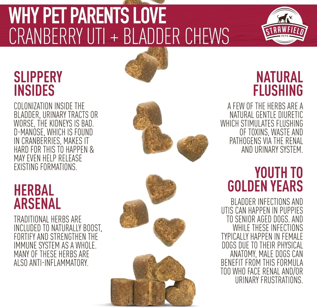 Cranberry UTI Treatment for Dogs – Soft Chews for Urinary Tract Health, Bladder Support & Lawn Protection – Natural Vet-Formulated Cranberry Supplements – USA Made – Peanut Butter Flavor 6