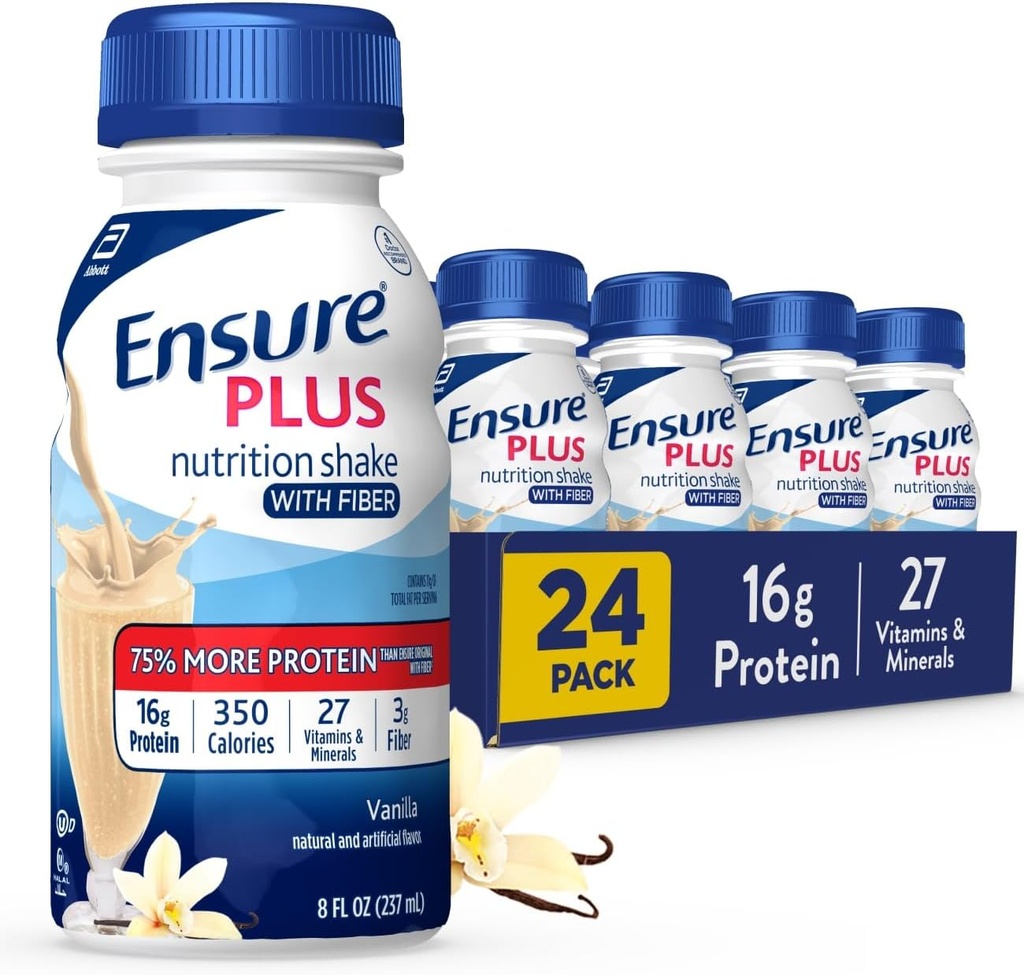 Ensure Plus Vanilla Nutrition Shake With Fiber | Meal Replacement Shake | Ready to Drink | 16g Protein and 27 Vitamins and Minerals | 8 fl oz - 24 Pack 2