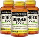 MASON NATURAL Whole Herb Ginger 500 mg, 6 Month Supply, Natural Herbal Supplement, 60 Capsules (3 Pack) 2