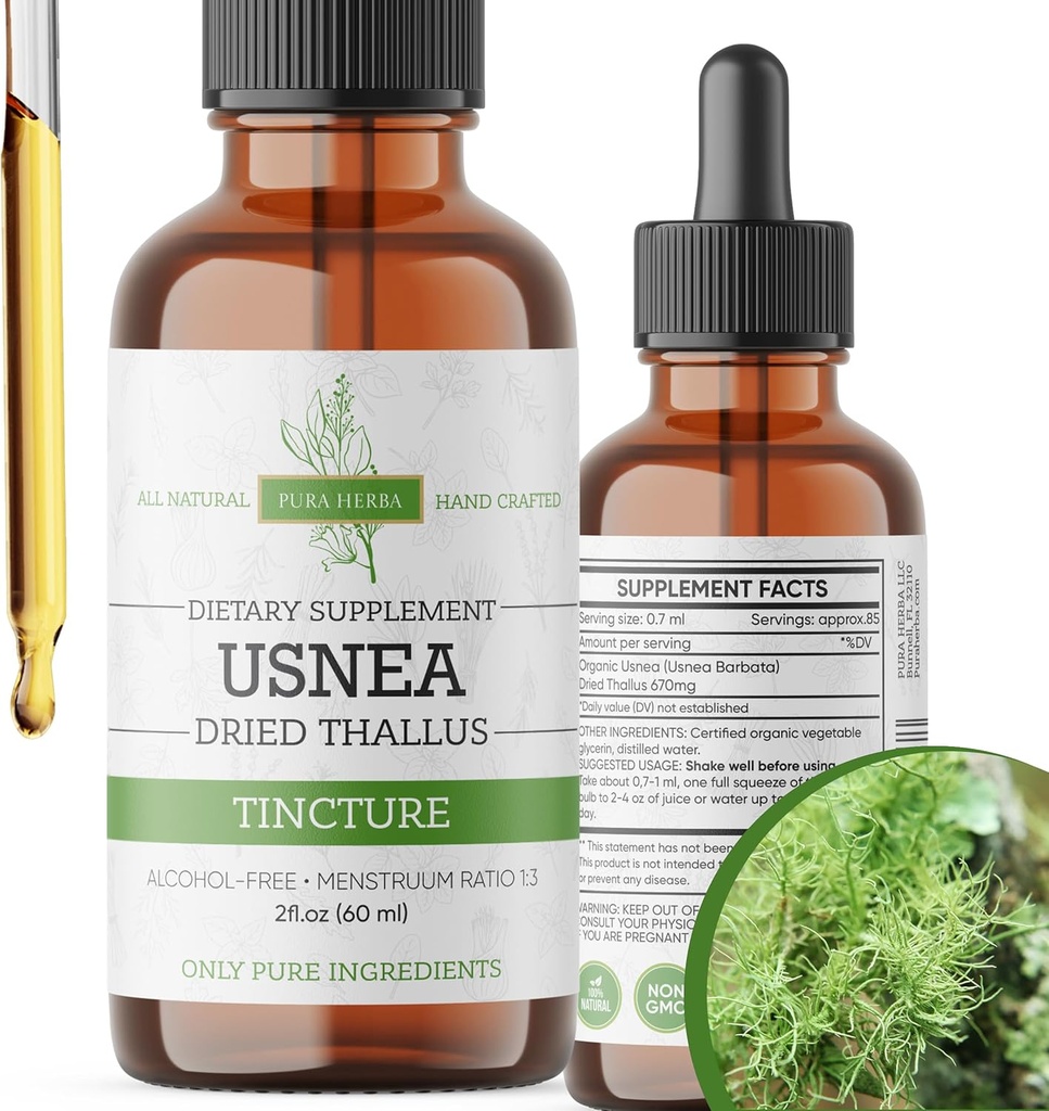 Organic Usnea Liquid Drops - Natural Immune Support and Respiratory Health for Adults - Vegan, Alcohol-Free, Made in USA, 2 Fl Oz 2