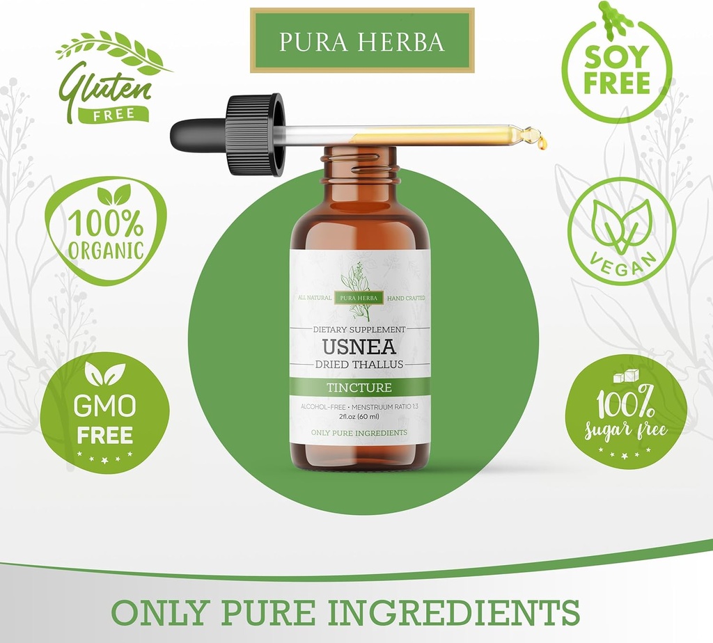 Organic Usnea Liquid Drops - Natural Immune Support and Respiratory Health for Adults - Vegan, Alcohol-Free, Made in USA, 2 Fl Oz 4