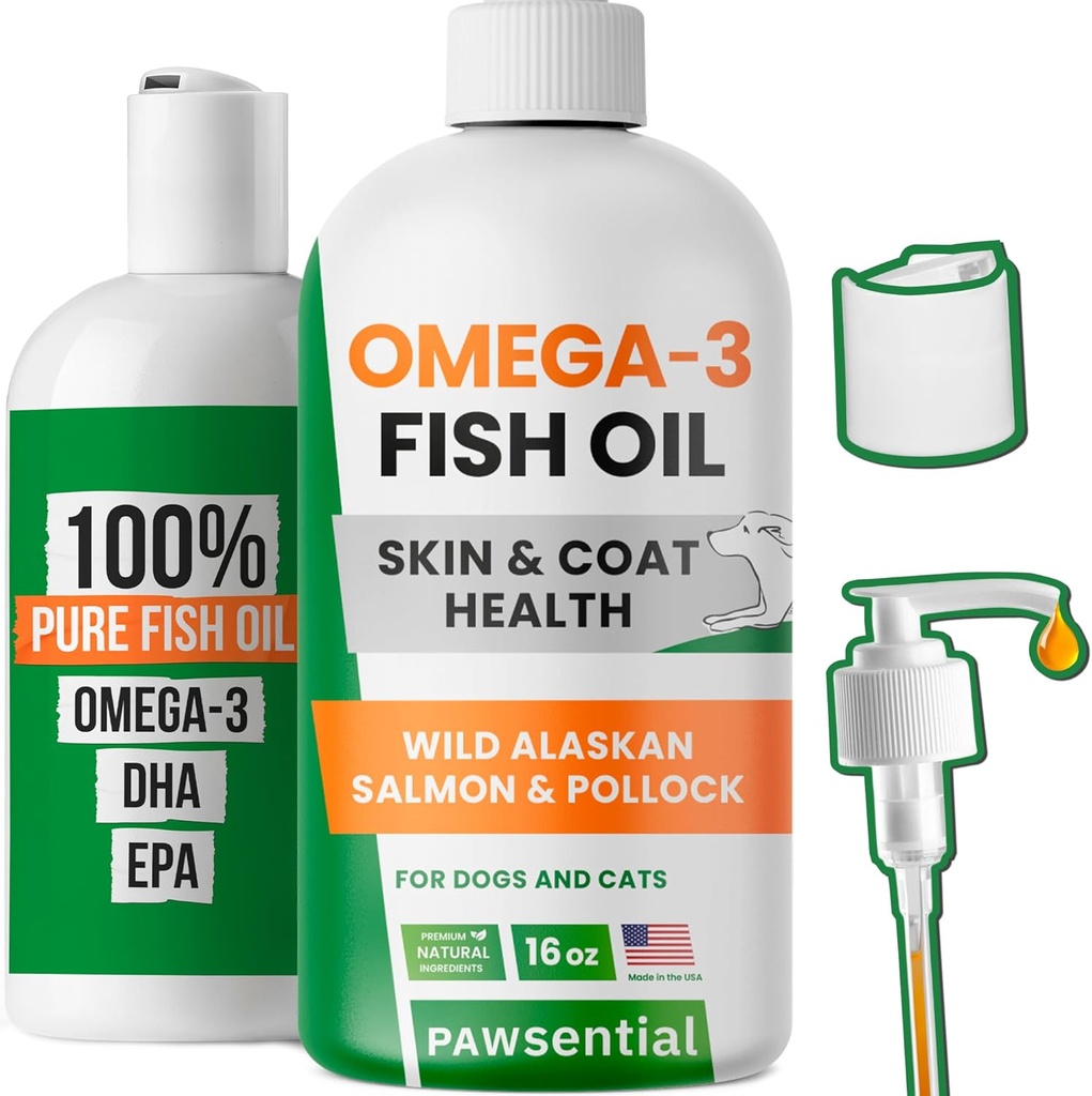 Omega 3 Fish Oil for Dogs & Cats - Made with Wild Alaskan Salmon Oil; Liquid Fish Oil Supplement for Pets with Omega 3 EPA+DHA Fatty Acids; Real Ingredients, Real Taste — Trusted by Vets! 2