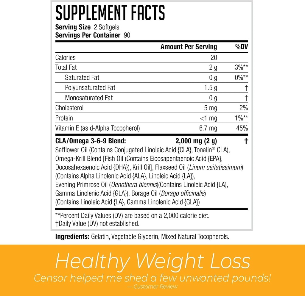 Censor NDS Nutrition Fat Loss-Body Toner with CLA (90 Softgels) & Siren Labs L-Carnitine Elite Burn Fat Loss Support Malibu Beach Blast 3000 mg (32 Servings) 5