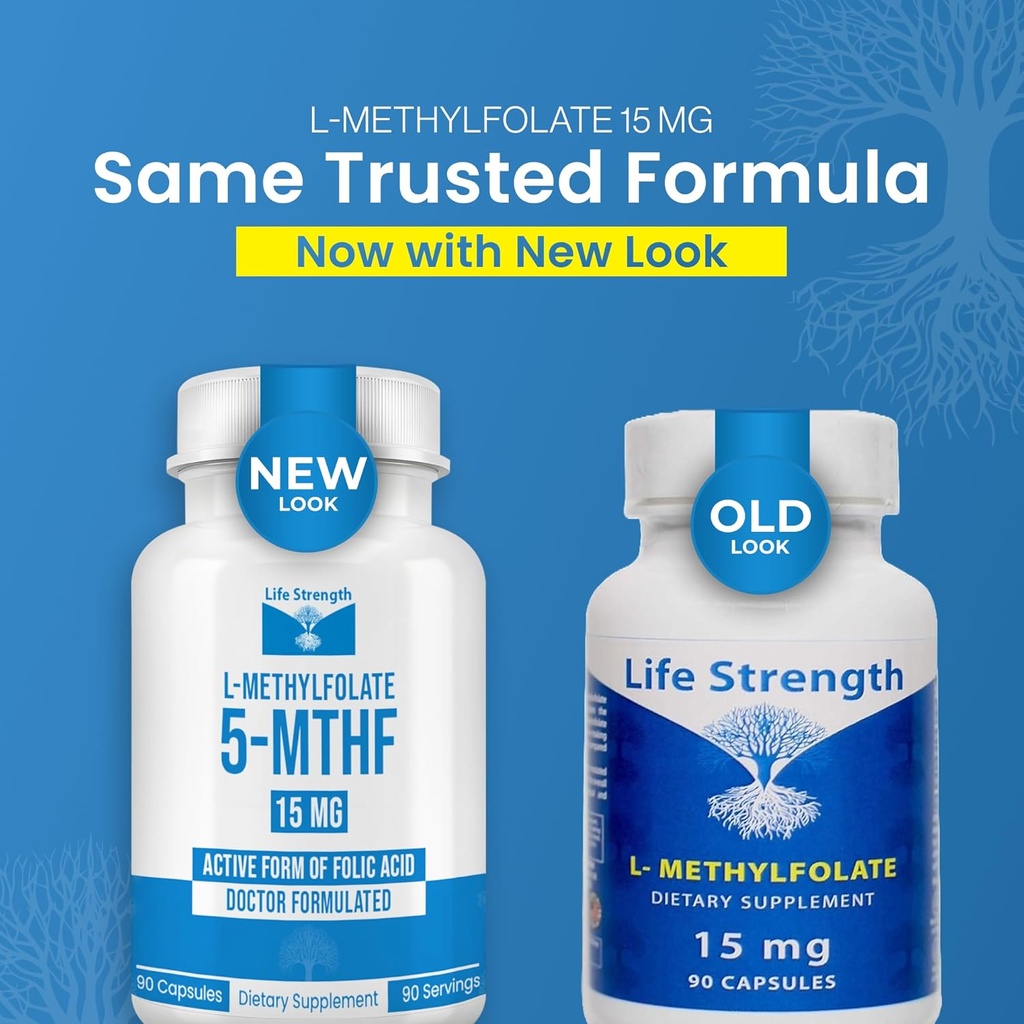 L-Methylfolate 15 MG, Optimized & Highly Bioactive Methyl Folate, 5-MTHF Supplement for Mood and Immune Support, Natural Diet Supplement for Energy, Non-GMO & Gluten-Free, 90 Capsules 4