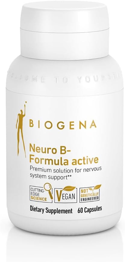 Biogena Vitamin B Complex Capsules with All 8 b-Vitamins B1, B2, B6, B12, folate, niacin, biotin and pantothenic Acid to Support Psyche & Nervous System** - Neuro B-Formula Active Gold 2