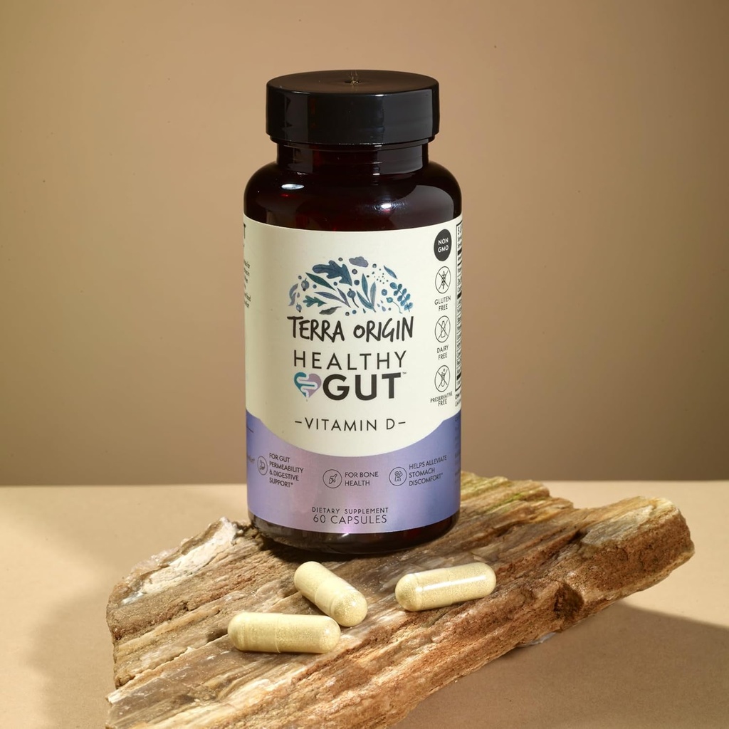 TERRA ORIGIN Healthy Gut with Vitamin D 5000 IU | 60 Capsules | Gut Health Supplements for Men and Women | Supports Digestion and Gas 3