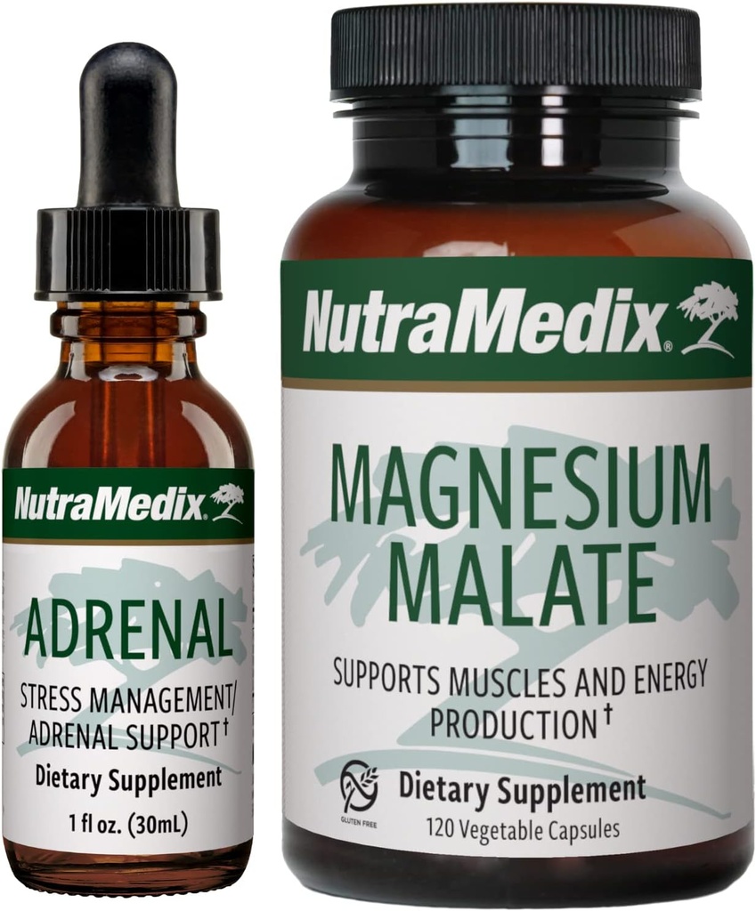 NutraMedix Energy Support Bundle - Includes Adrenal Energy Support Liquid Drops and Magnesium Malate Capsules for Energy & Athletic Support - No Caffeine - 2-Piece Supplement Set 2