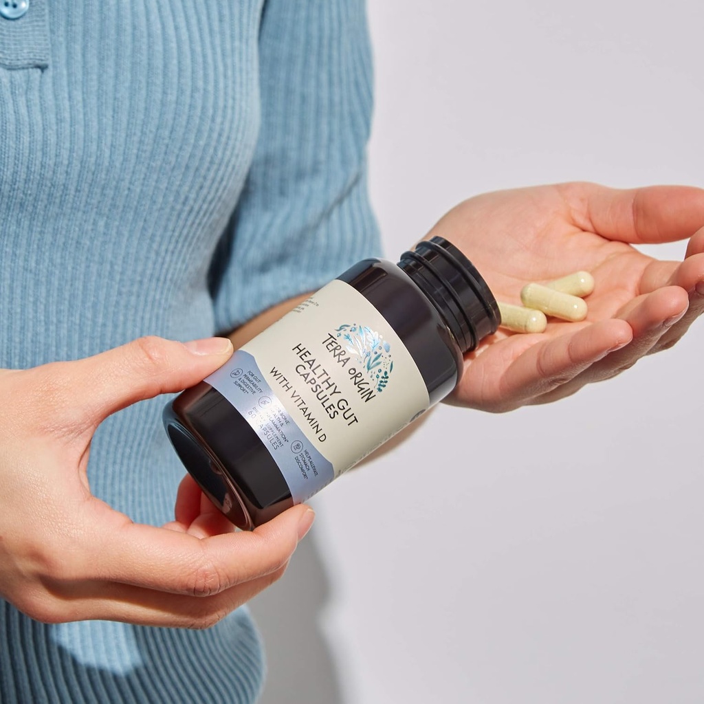 TERRA ORIGIN Healthy Gut with Vitamin D 5000 IU | 60 Capsules | Gut Health Supplements for Men and Women | Supports Digestion and Gas 5