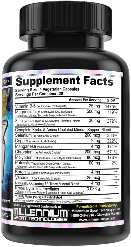 MST ZMK (Zinc & Magnesium as Krebs Chelates (as Citrate, Fumarate, Malate, Succinate, Alpha-Keto-Glutarate. With Mineral Support Blend & Trace Minerals. Support ATP, Sleep, Muscle Recovery, 120 V Caps 4