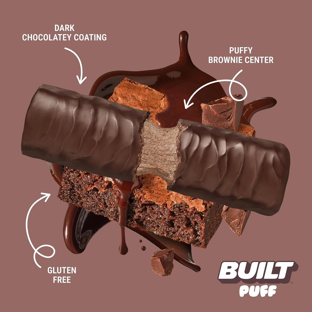 Built Bar, Puff Protein Bars, Brownie Batter Puff, 17g Protein Snacks, On-The-Go Bars, Only 140 Calories, 6g Sugar, Collagen, Gluten Free, 12 Count 4
