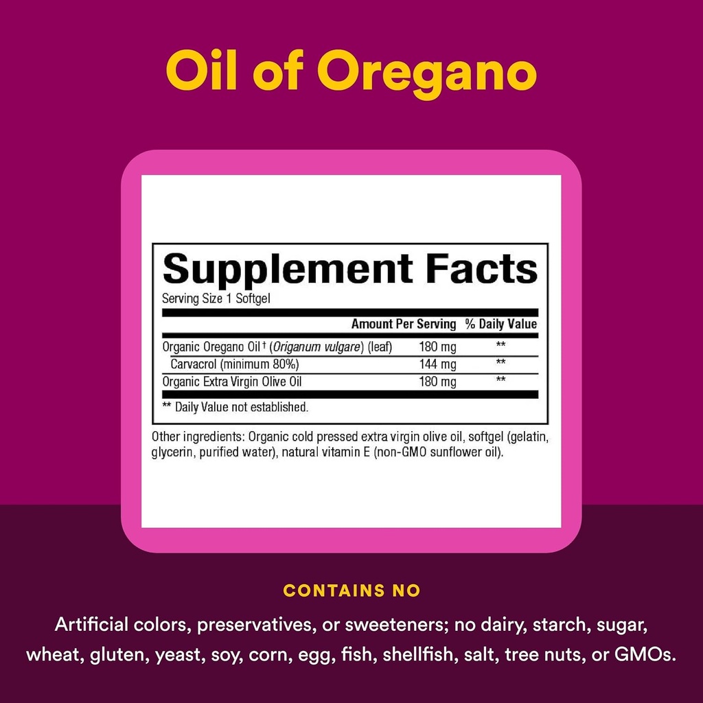 Natural Factors Oil of Oregano - Supports Healthy Immune System Function - Herbal Supplement with Olive Oil & Vitamin E - Non-GMO Antioxidant Support Supplement - 60 Softgels (60 Servings) 5