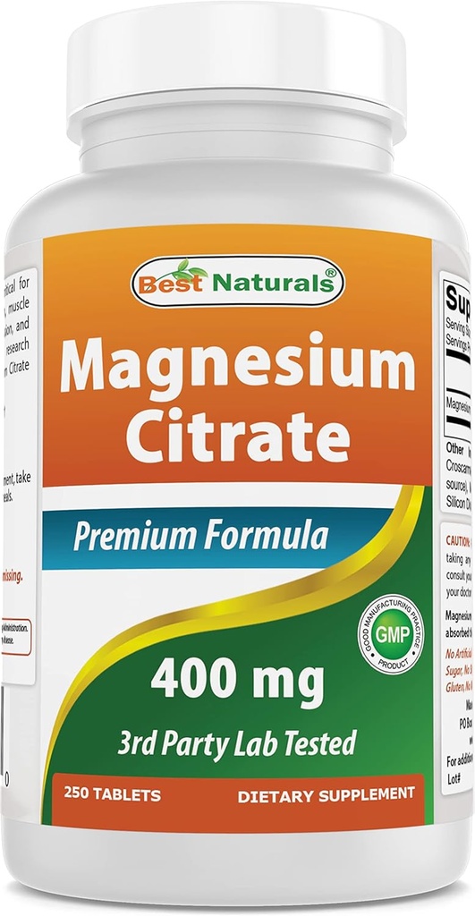 Best Naturals Magnesium Citrate (Citrato de Magnesio) 400mg 250 Tablets (400 mg of Elemental Magnesium per 2 Tablets) (1) 2