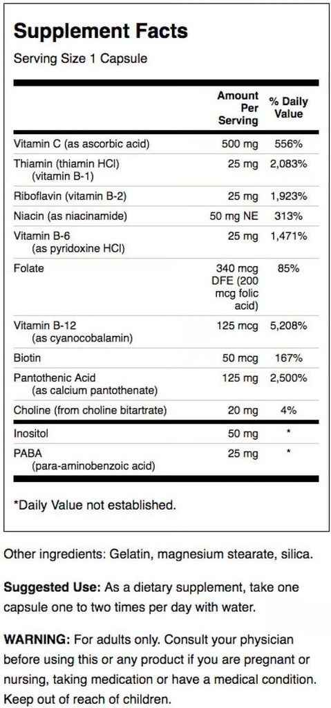 Swanson Super Stress B-Complex - Vitamin Supplement for Relaxation & Healthy Metabolism - Formula for Healthy Energy Levels - (240 Capsules) (2 Pack) 3
