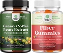 Bundle of Pure Green Coffee Bean Extract with 50% Chlorogenic Acid for Antioxidant Heart Health Mental Focus and Tasty Fiber Gummies with Prebiotic Soluble Chicory Root for Immunity Digestive Support 2