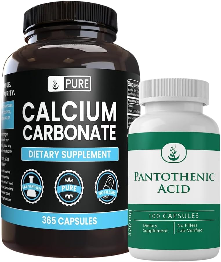 Pure Original Ingredients Calcium Carbonate and Pantothenic Acid Bundle, Various Amounts, Pure, Lab Verified 2