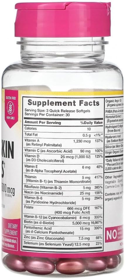 Sundance Hair, Skin & Nails with Biotin 5000 mcg per Serving - 90 Softgels 3