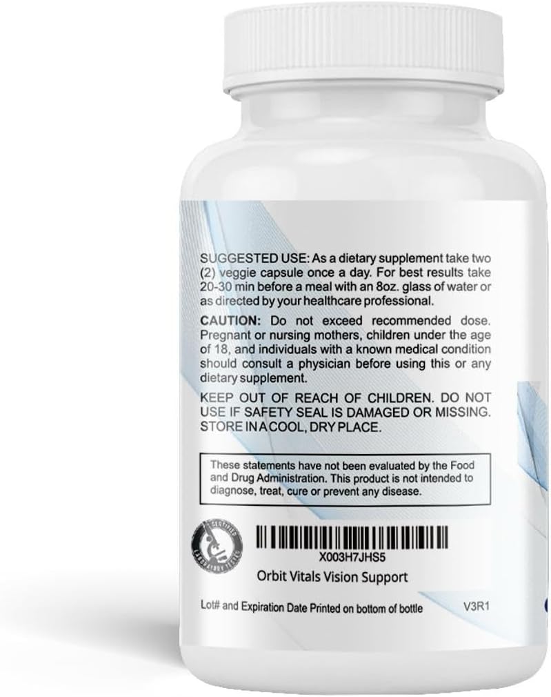 Vision Support Supplements with Lutein, Zeaxanthin, Bilberry Extract - Eye Care Health Vitamin for Eye Strain, Dry Eyes, Screen Blue Light - Ideal for Adults, Elderly - Made in USA, 60 Veggie Capsules 4