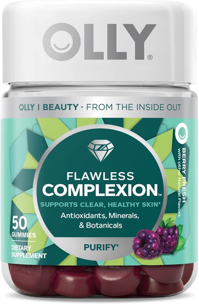 OLLY Undeniable Beauty Gummy, 60 Count & Flawless Complexion Gummy, Clear and Healthy Skin Support - 50 Count (Pack of 1) & Glowing Skin Gummy, 25 Day Supply (50 Count) 5