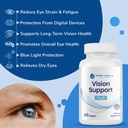 Vision Support Supplements with Lutein, Zeaxanthin, Bilberry Extract - Eye Care Health Vitamin for Eye Strain, Dry Eyes, Screen Blue Light - Ideal for Adults, Elderly - Made in USA, 60 Veggie Capsules 5