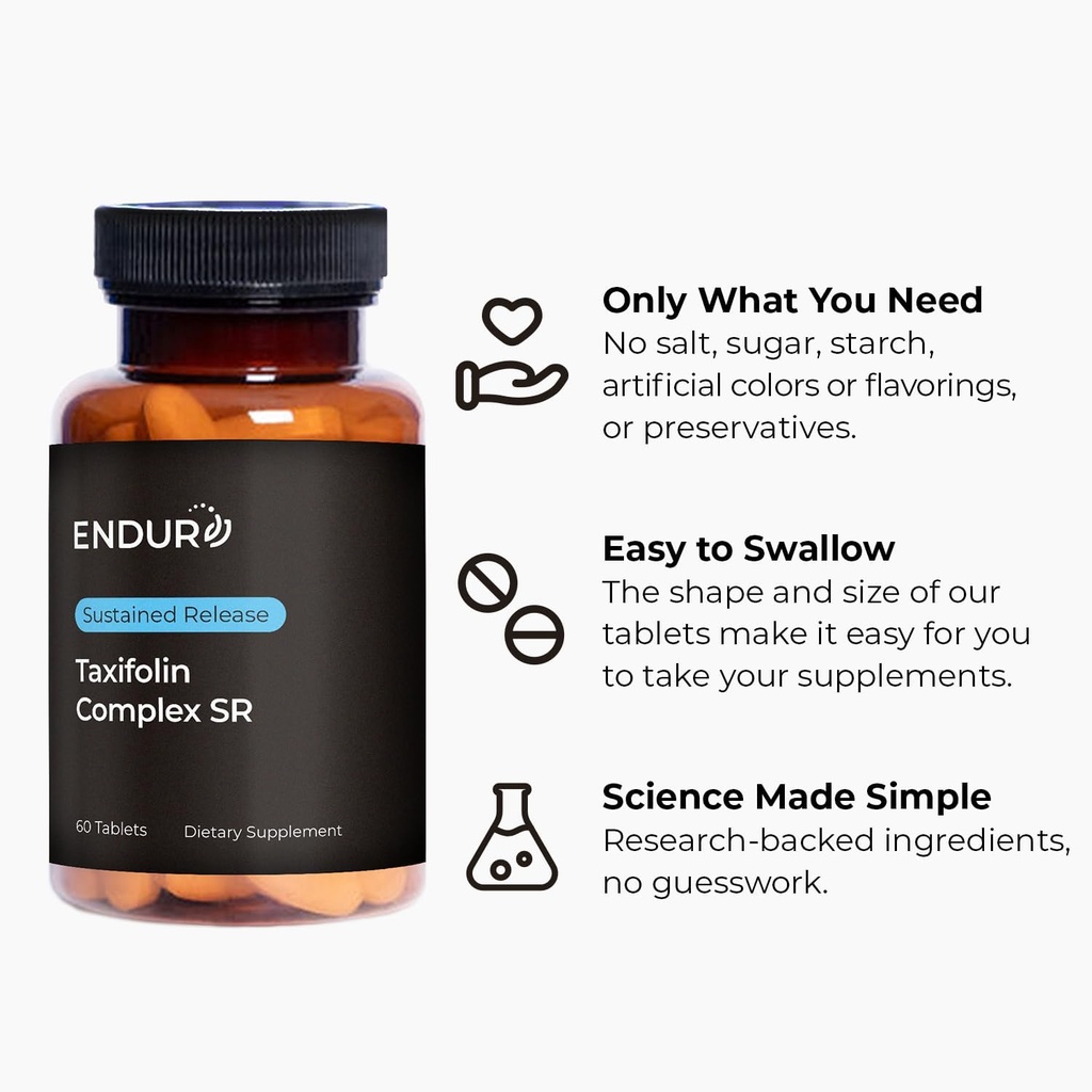 Endur Taxifolin Complex SR, Immune Health Supplement, Helps Provide Antioxidant Protection & Promotes Healthy Circulation, Gluten Free, 60 Tablets 6