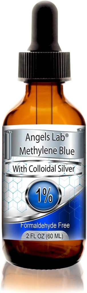 New Methylene Blue 1% Wtih Colloidal Silver Angels Lab |USP-Grade Methylthioninium Chloride Liquid | High Purity Dietary Supplement for Brain Function & Cognitive Health |2oz Glass Dropper Bottle… 2