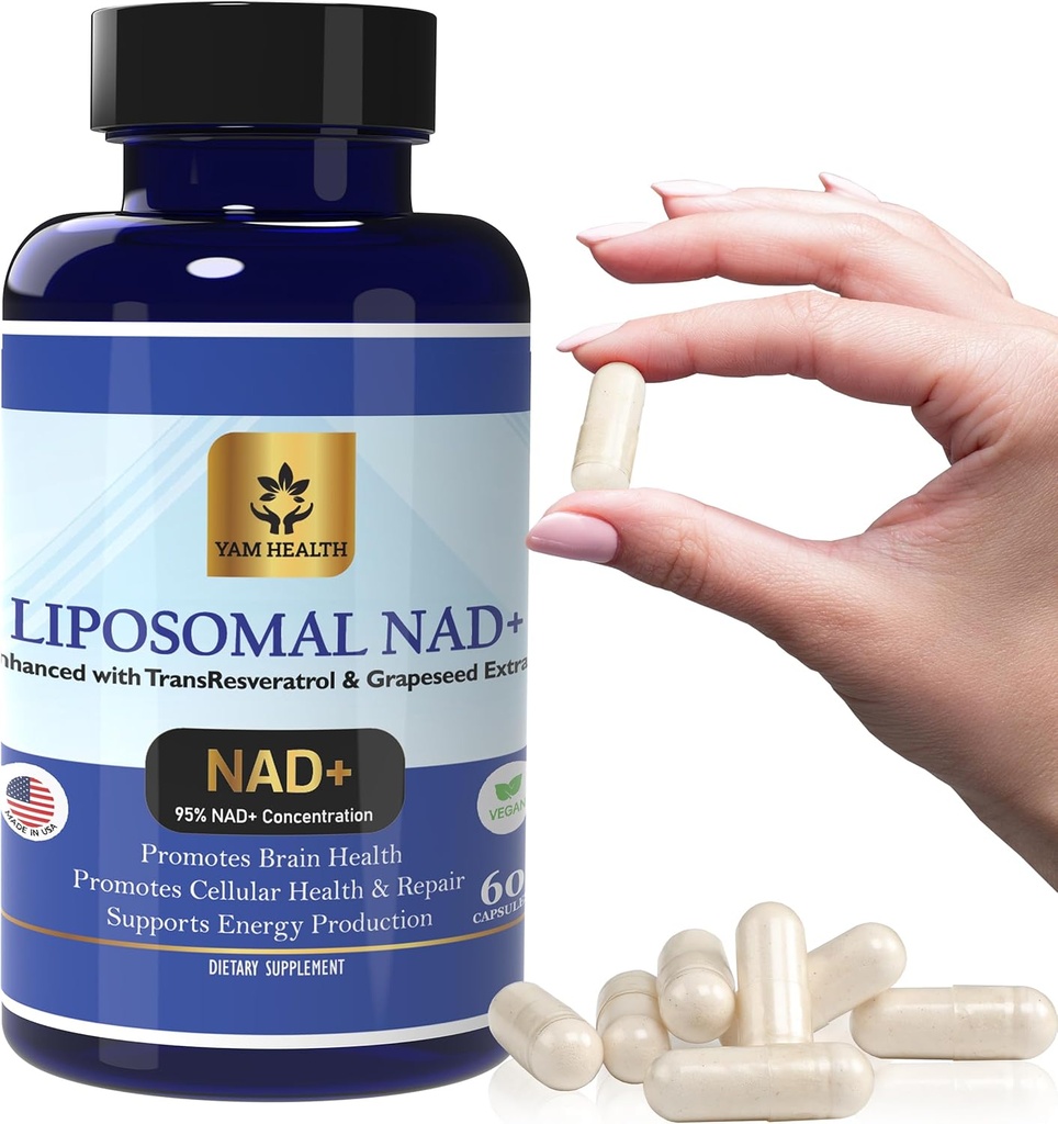 Liposomal NAD Nicotinamide Riboside Equivalent with Trans-Resveratrol 300mg, - Premium Halal NAD Supplement for Energy Metabolism, DNA Repair and Longevity, Vegan, Non-GMO (Pack of 1, 810 mg) 2