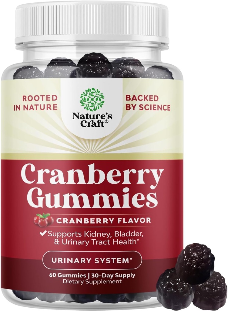 Natural Cranberry Gummies for Women and Men - Extra Strength Delicious Antioxidant Cranberry Chews for Urinary Tract Health Kidney Support Bladder & Immune Health - Vegan Gluten & Gelatin Free 2