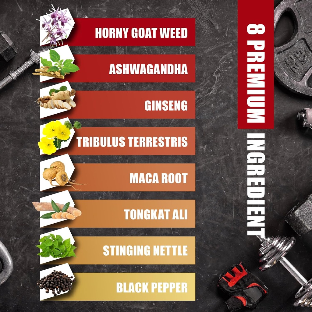 BMVINVOL Horny Goat Weed for Men and Women with Maca, Tribulus, Ginseng, Ashwagandha, Tongkat Ali - 120 Capsules for 4 Month Supply 5