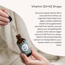 Vitamin D3 + K2 Drops with 1000 IU of Plant Based D3 and 45 mcg of K2, 2 oz Liquid Supplement for Bone Strength, Improved Mood - No Artificial Preservatives, Unflavored, with Coconut MCT Oil 5