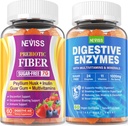 NEVISS Psyllium Husk Prebiotic Fiber Gummies - 7G Fiber with 2000mg Prebiotic Fiber Blend & Multivitamins - Inulin, Fos, Guar Gum & Multi Digestive Enzymes Vitamin Gummies Chewable 2