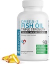 Bronson Omega 3 Fish Oil Triple Strength 2720 mg, High EPA 1250 mg DHA 488 mg, Non-GMO Heavy Metal Tested, 90 Softgels 2