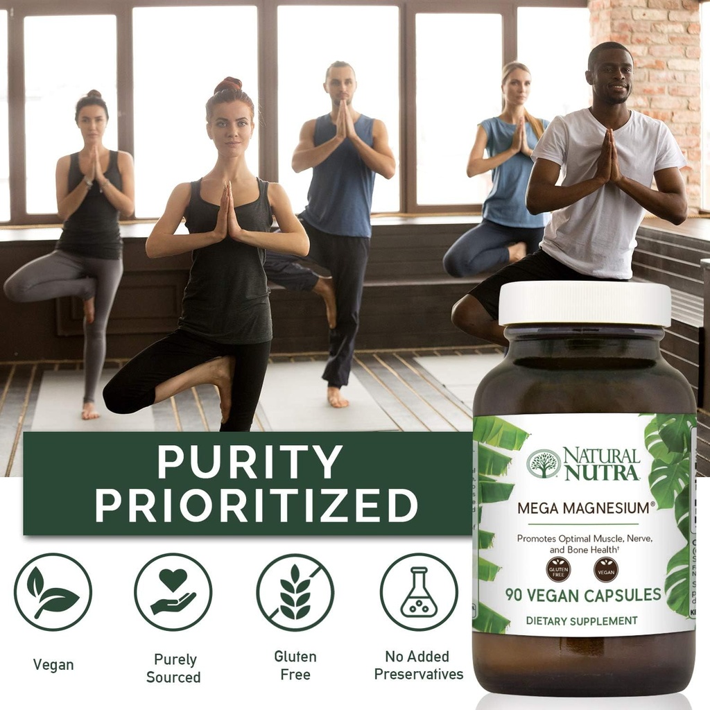Natural Nutra Mega Magnesium 400mg Supplement - High Absorption Amino Acid Chelate, Better Vibes, Citrate, Malate Blend for Muscle Growth, Bone Strength, Heart Health, Nerve Support - 90 Capsules 5