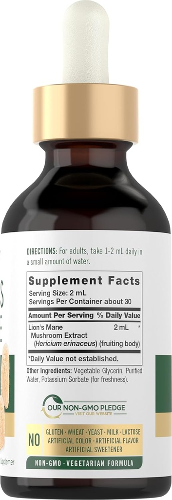 Carlyle Lions Mane Mushroom Supplement | 2 Fl Oz | Liquid Extract Tincture | Vegetarian | Non-GMO, Gluten Free 3