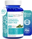 Biovitalia Plant Based Vitamin D3 + K2 60 Capsules for Men & Women | Dietary Supplement | Supports Immune System & Bone Health | Promotes Calcium Absorption - 60 Vegan Capsules 2