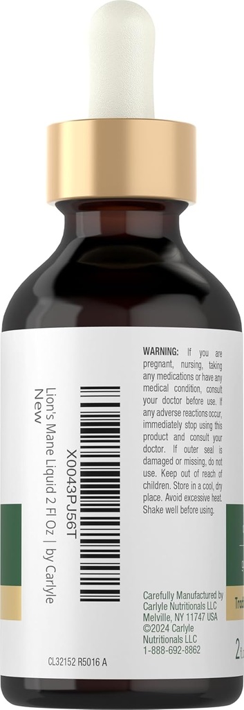 Carlyle Lions Mane Mushroom Supplement | 2 Fl Oz | Liquid Extract Tincture | Vegetarian | Non-GMO, Gluten Free 4