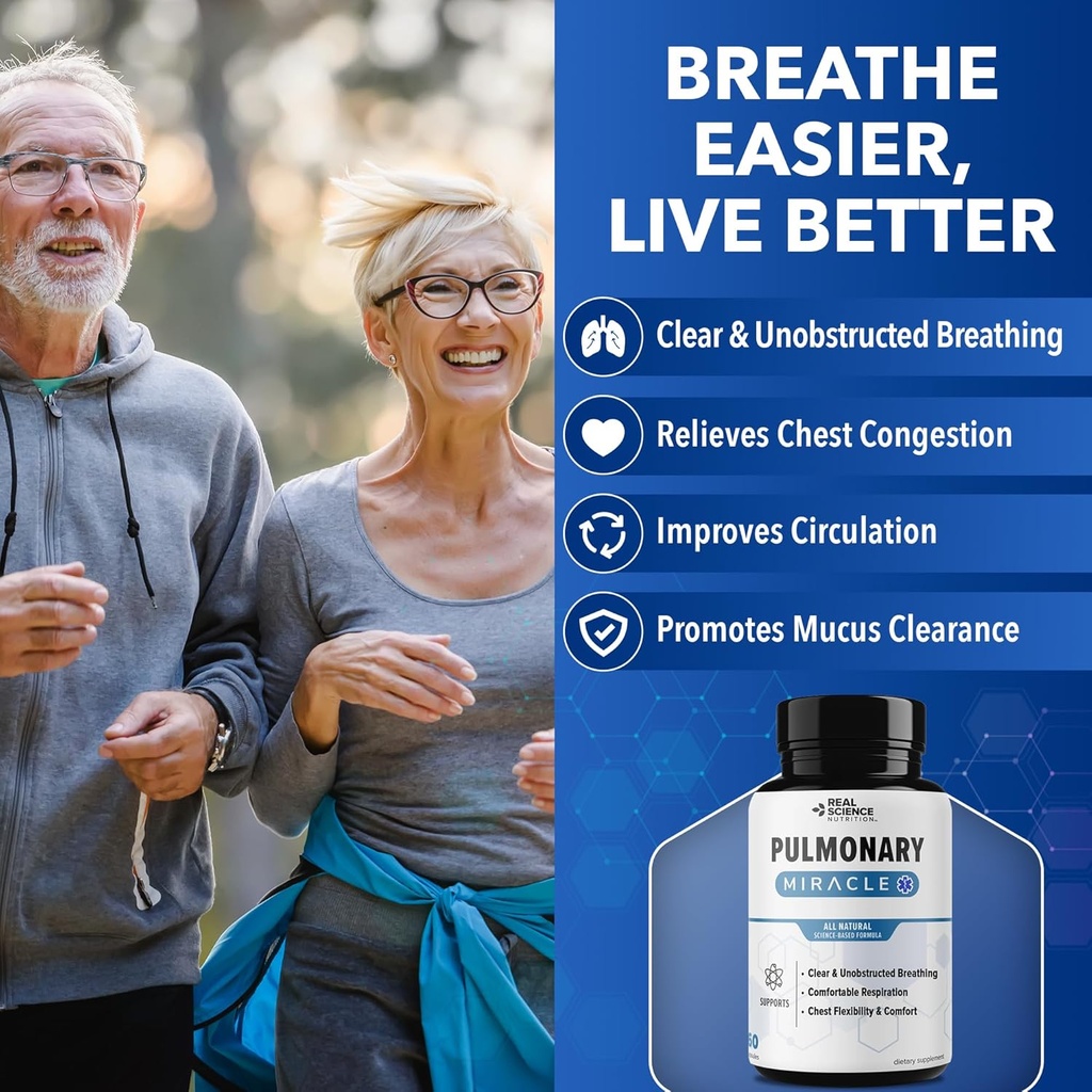 Pulmonary Miracle COPD Relief and Lung Detox Capsules to Clear Lungs & Aid Breathing - Lung Support Supplement with Vinitrox & GABA for Long-Term Cough & Respiratory Relief, 60 Caps 3