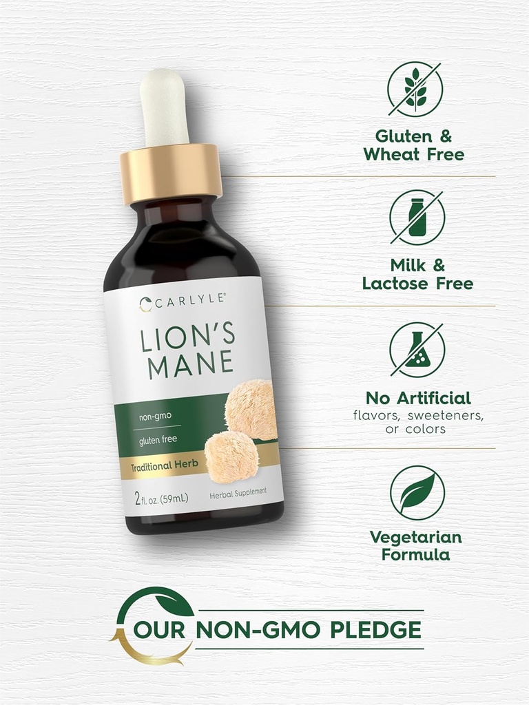 Carlyle Lions Mane Mushroom Supplement | 2 Fl Oz | Liquid Extract Tincture | Vegetarian | Non-GMO, Gluten Free 6