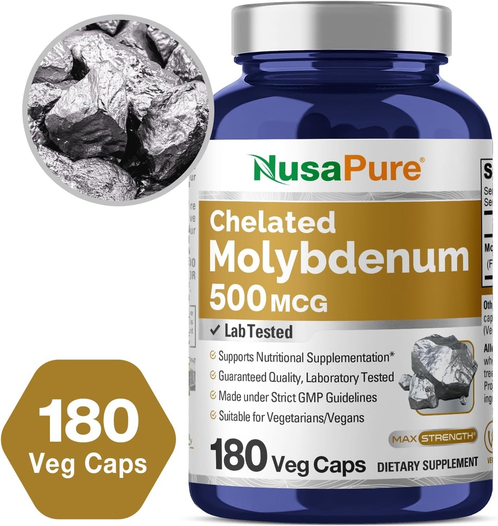 NusaPure Chelated Molybdenum 500 mcg 180 Vegetarian Caps (Vegan, Non-GMO) 5