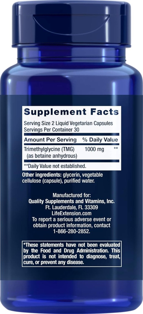 Life Extension TMG Liquid Vegetarian Capsules, 500 mg, 60 Count (Pack of 3) 3