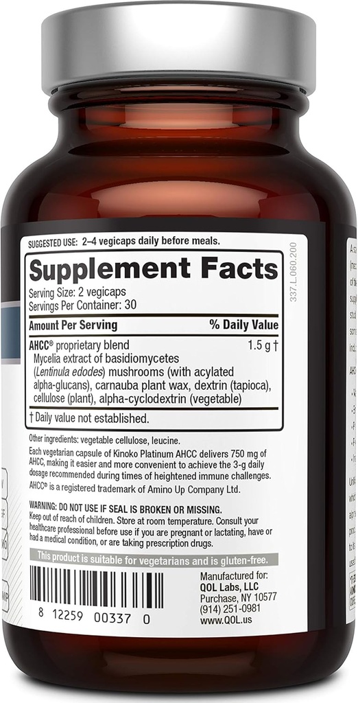 Quality of Life Immune Health Bundle - Featuring Kinoko Platinum AHCC 750mg and Allerfin 4