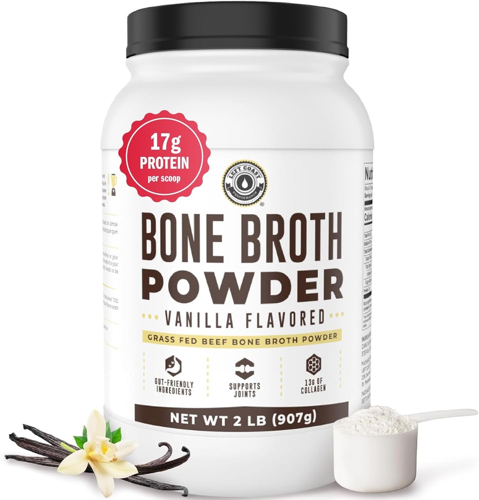 32oz Vanilla Bone Broth Protein Powder From Grass Fed Beef - Non-GMO Ingredients, Gut-Friendly, Low Carb Dairy Free Protein Powder - Natural Collagen Source For Joint Support - Keto Friendly 2